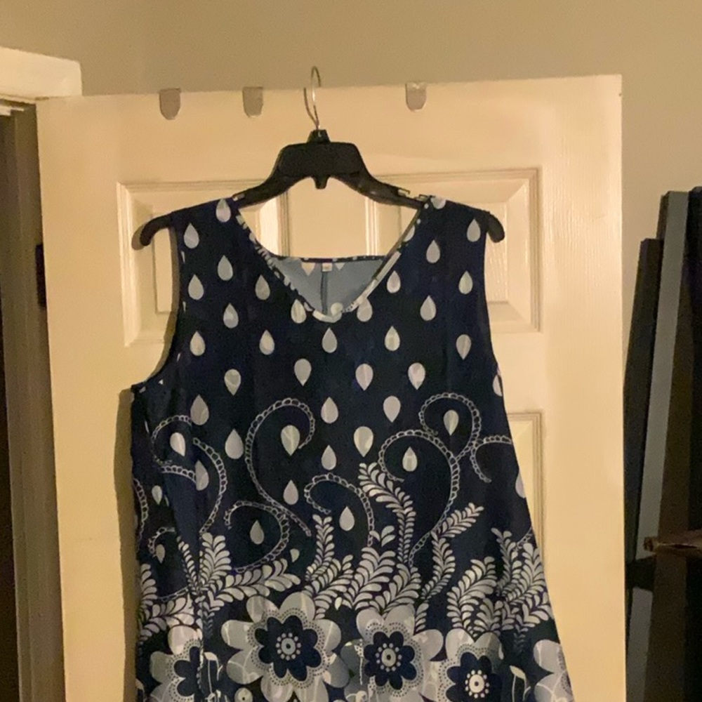 Navy Blue Sleeveless A-Line Dress XL